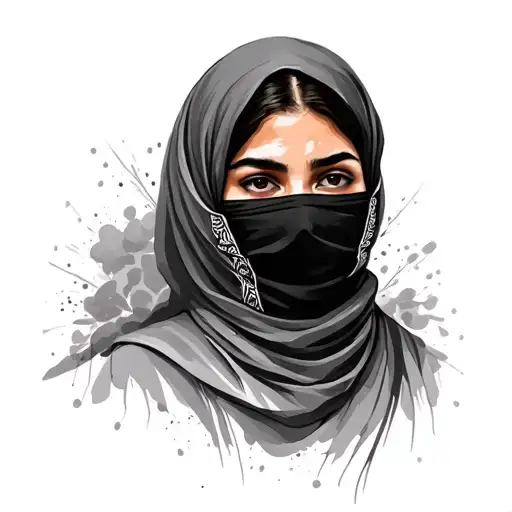 Palestinian women face wearing face wrap with design tattoo design idea