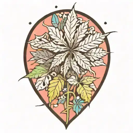 kawaii weed leaf with a cute face tattoo design idea