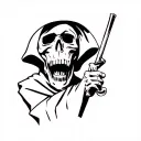 Grim Reaper, instead of holding a sycthe as normal, his is replaced with a glass meth pipe tattoo design idea