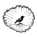crow in a oyster shell tattoo design idea