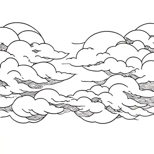 japanese clouds blessed tattoo design idea