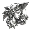 sculpture angel's head with halo minimalist tattoo design tattoo design idea