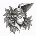 sculpture angel's head with halo minimalist tattoo design tattoo design idea