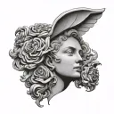 sculpture angel's head with halo minimalist tattoo design tattoo design idea