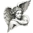 sculpture angel's head with halo minimalist tattoo design tattoo design idea