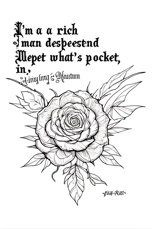 music lyric "I'm a rich man despite, what's in my pocket" tattoo design idea