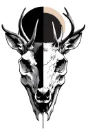 deer half skull tattoo design idea