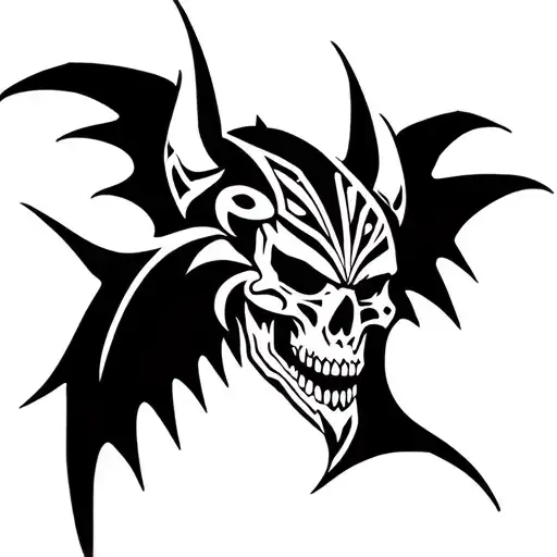 aztec bat winged skull tattoo design idea