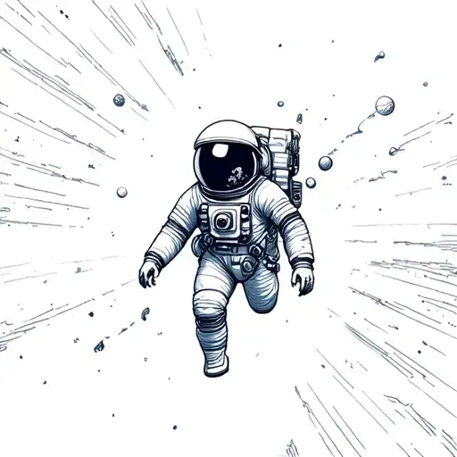 Coverup Space With Astronaut floating tattoo design idea