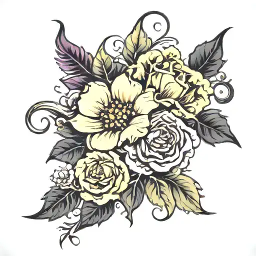 Halloween  floral tattoo design idea