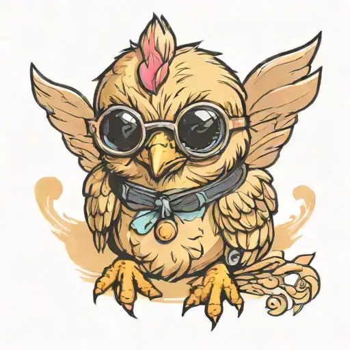 baby chicken with sunglasses  doing pinky promise  tattoo design idea