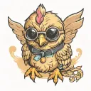 baby chicken with sunglasses  doing pinky promise  tattoo design idea