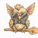 baby chicken with sunglasses  doing pinky promise  tattoo design idea