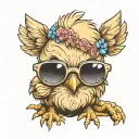 baby chicken with sunglasses  doing pinky promise  tattoo design idea