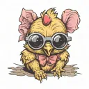 baby chicken with sunglasses  doing pinky promise  tattoo design idea
