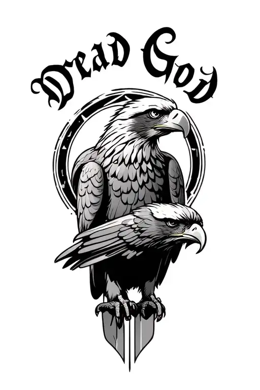 "Dread God" golden eagle perched tattoo design idea