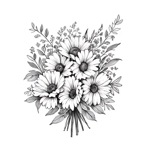 July august november birth flower bouquet tattoo design idea