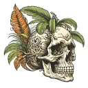 Palm tree growing out of the top of a skull with the top of the skull missing  tattoo design idea