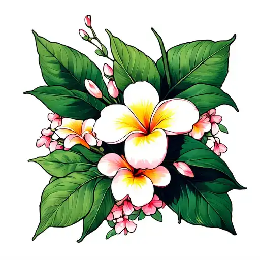 lei tattoo incorporating plumeria tattoo design idea