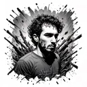 man with blurry face standing in the middle of chaos nonchalantly  tattoo design idea