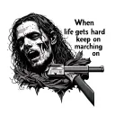 "when life gets hard keep on marching on" tattoo by the artist $uicideboy$ tattoo design idea