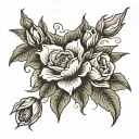 forearm tattoo with roses tulips blackheads and almond flower tree tattoo design idea