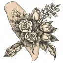 forearm tattoo with roses tulips blackheads and almond flower tree tattoo design idea