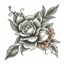 forearm tattoo with roses tulips blackheads and almond flower tree tattoo design idea
