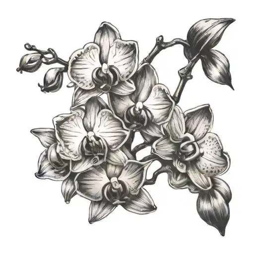the words que sera sera in the stems of orchids  tattoo design idea