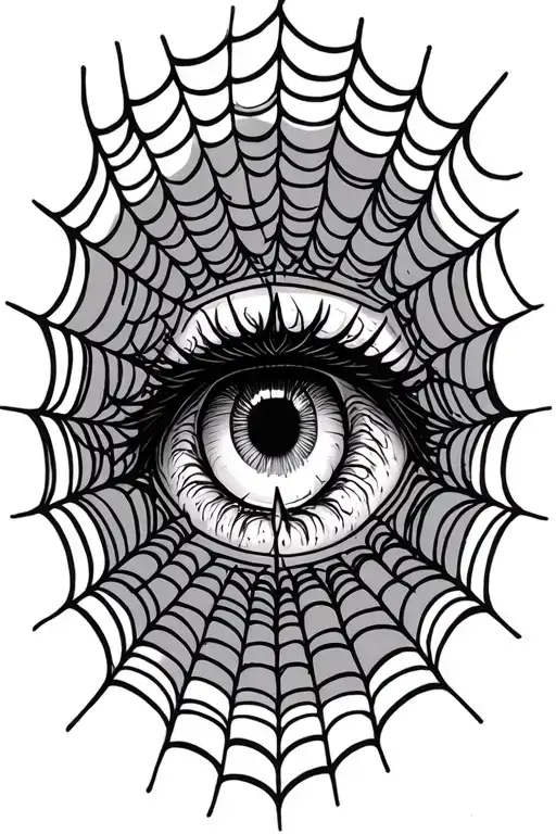 spiderweb with a crying eye in the middle surrounded tattoo design idea
