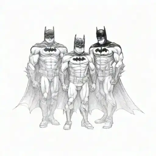 daddy as batman with 3 daughters and q son  tattoo design idea