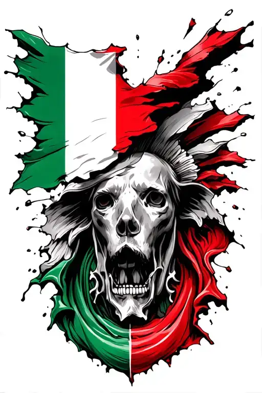 Italian flag ripping tattoo design idea