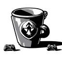 video game logos leaning on the cup tattoo design idea