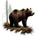 bears, shadow, human appearance, children, son, daughter, forest, Slavic symbols tattoo design idea