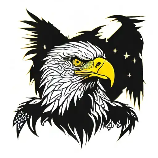 bald eagle with American flag intertwined tattoo design idea