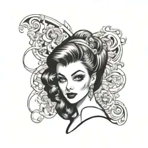 Gothic Pin Up Girl tattoo design idea