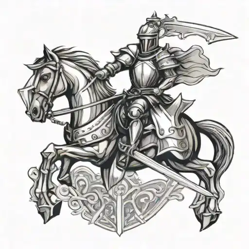 knight holding sword tattoo design idea