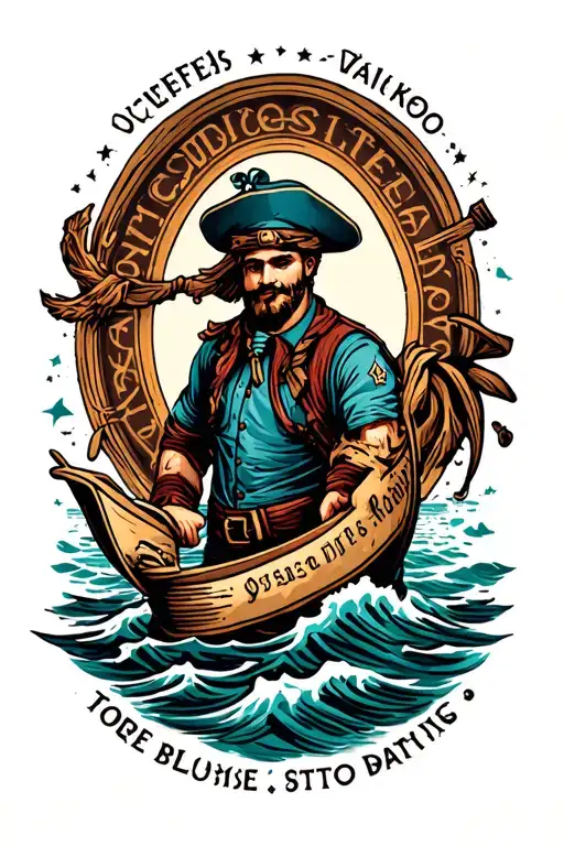 strong seafarer tattoo design idea
