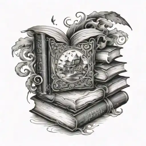 books fantasy dreams love tattoo design idea