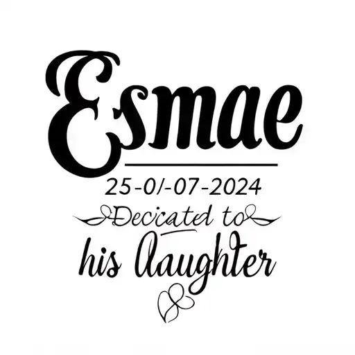 "Esmae 25-07-2024" "Esmae 25-07-2024" "(Esmae 25-07-2024)" clean forearm tattoo design for a father dedicated to his daughter tattoo design idea