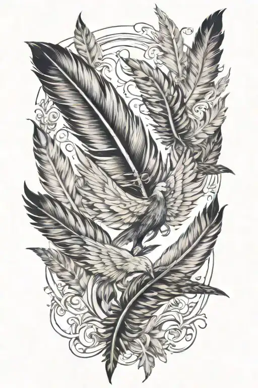 feather transforming to birds flying away tattoo design idea