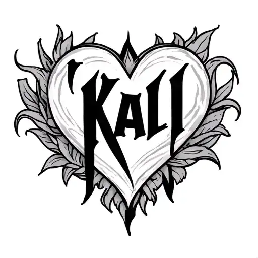 "Kali" heart shape tattoo design idea