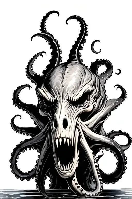 kraken black and grey tattoo design idea