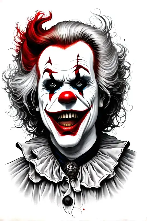 combination between pennywise and joker tattoo design idea