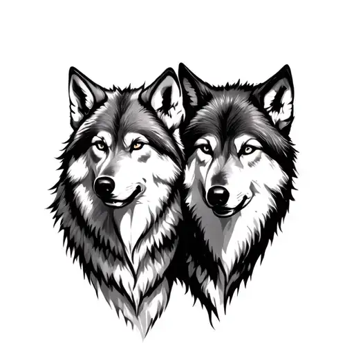 Father Son Wolf tattoo design idea