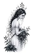 persephone surrounded by poisonous plants growing tattoo design idea