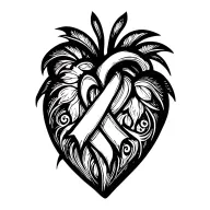 tribal heart with cancer ribbon tattoo design idea