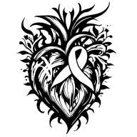 tribal heart with cancer ribbon tattoo design idea