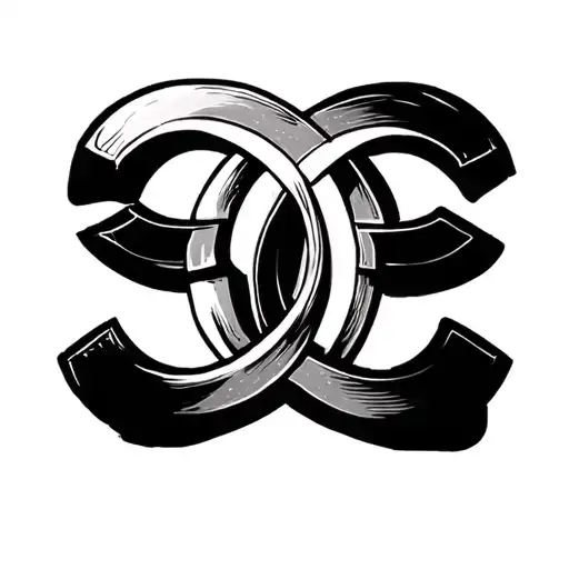 interlocking G's similar to coco Chanel logo intertwined in a thin dainty font  tattoo design idea