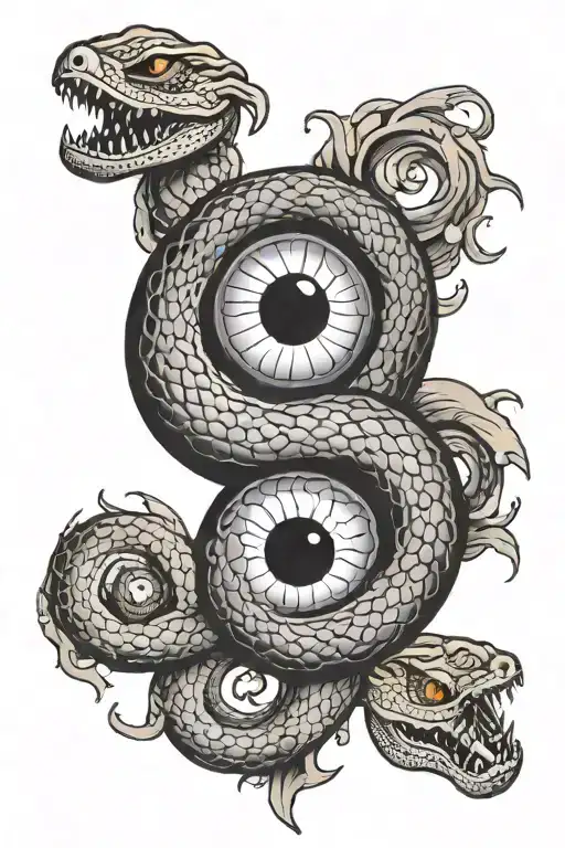 snake with yin yang eye inside tattoo design idea